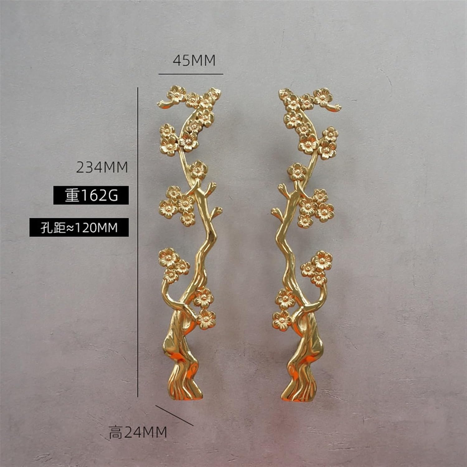Brass Plum Blossom Cabinet Door Handle Kitchen Door Pull Luxury Nordic Drawer Handle Dresser Pull Furniture Handle 1Pcs (Color : Left 1pc)