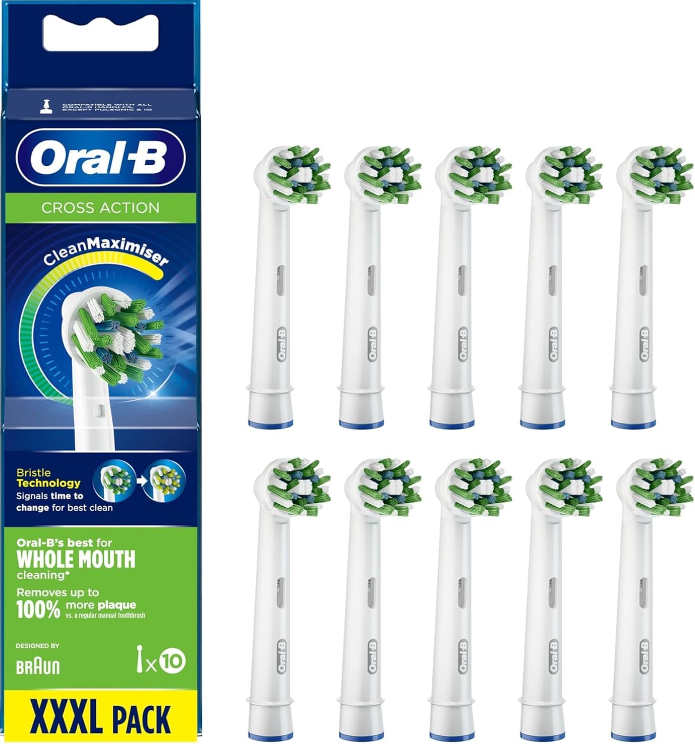 Oral-B Pro CrossAction Replacement Heads, Pack of 10