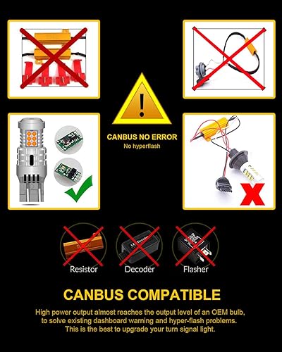 Miniatura 5 de KATUR Bombillas LED Canbus 7443 T20 992 W215 W, sin errores, superbrillantes, 12 piezas 3030 y 8 chips 3020 de repuesto para señal de giro, freno
