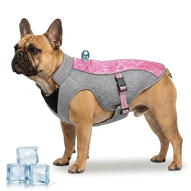 TOPSOSO Chaleco Refrigerante para Perros Ligero Transpirable Protección Solar UV Seda de Hielo Camisa…