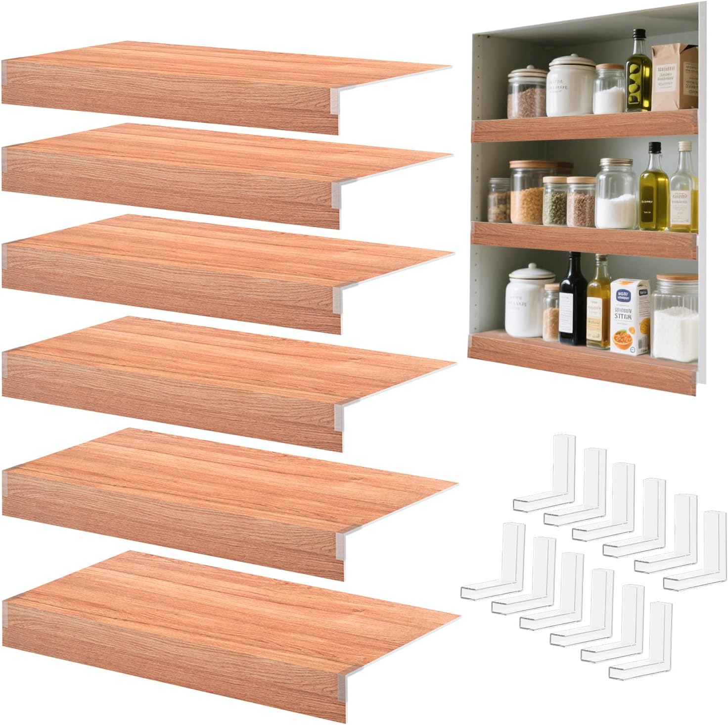 Wire Shelf Cover, 33x16 Inch Wire Rack Covers, Set of 6 Foamed PVC Faux Wood Shelf Liners for Pantry, Durable Shelves Covers for Cabinet Bathroom Removable Closet Kitchen Shelving Office