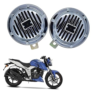 Vagary Universal Windtone Bike Horn With Chorme finishing Heavy Quality body (Set of 2, 12V voltage) for TVS Apache RTR 160 4V