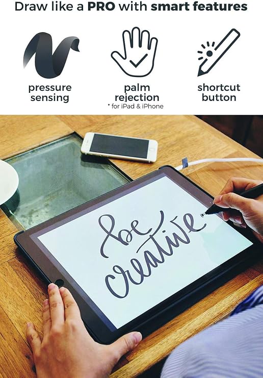 SonarPen - Pressure Sensitive Smart Stylus Pen Bundle w Replacement Nibset Optimized 4 Android & SonarPen Pocket Carrier. Compatible with Apple iPad/iPhone/Android/Switch/Chromebook (Fuchsia)