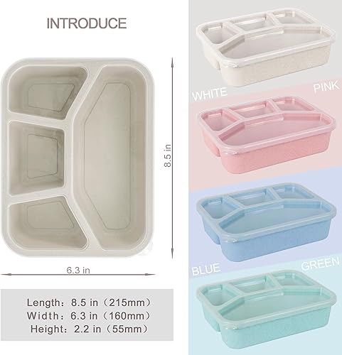 Miniatura 2 de Meal Prep Container Microwave Safe, 4 Pack Bento Lunch Box, 4-Compartment Snack Container for School Work Travel, Lunch Containers for Adults, Bento