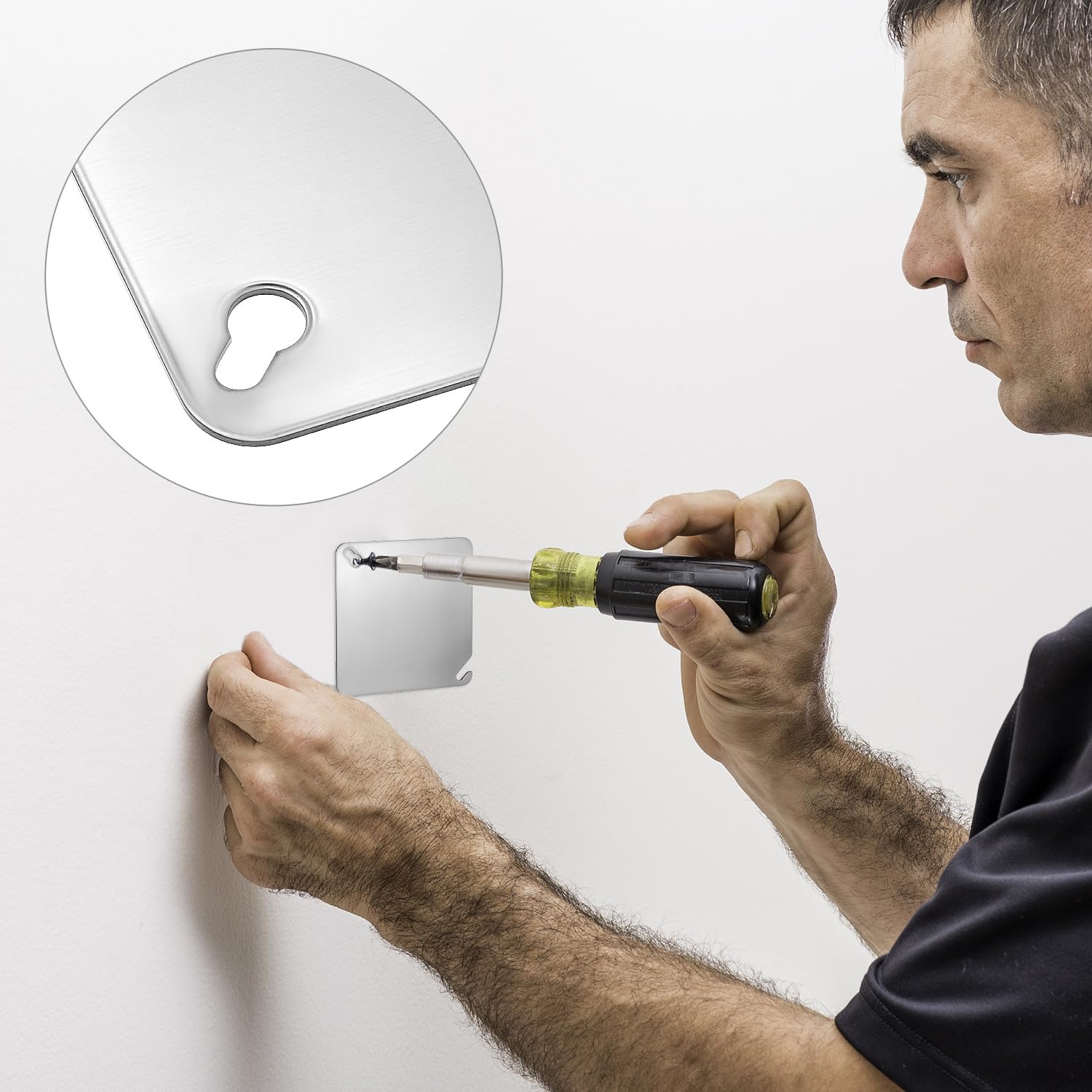 QWORK Metal Electrical Box Cover Plate, 4 Pack 4 Inch Square Flat Blank Junction Box Covers, Heavy Iron Plate Galvanized Electric Box Cover