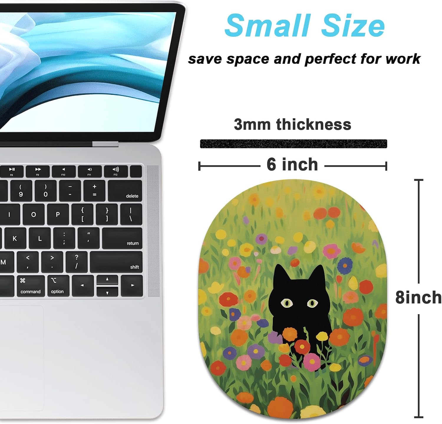 Rimilak Small Mouse Pad 6 x 8 Inch, Irregular Mini Mousepad, Grass Cat image 2