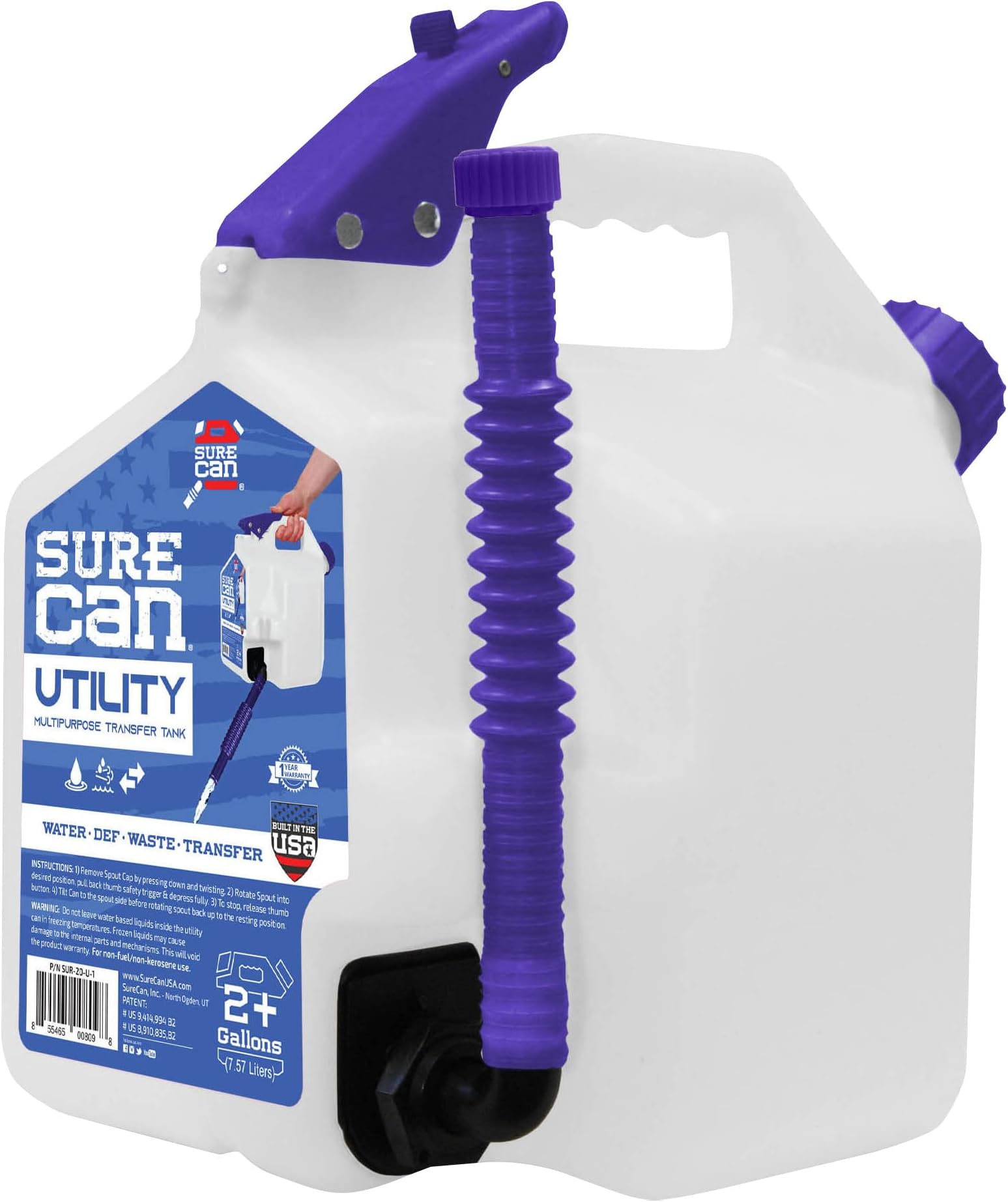 Surecan 2 Gallon Utility Container Transfer Tank (White)