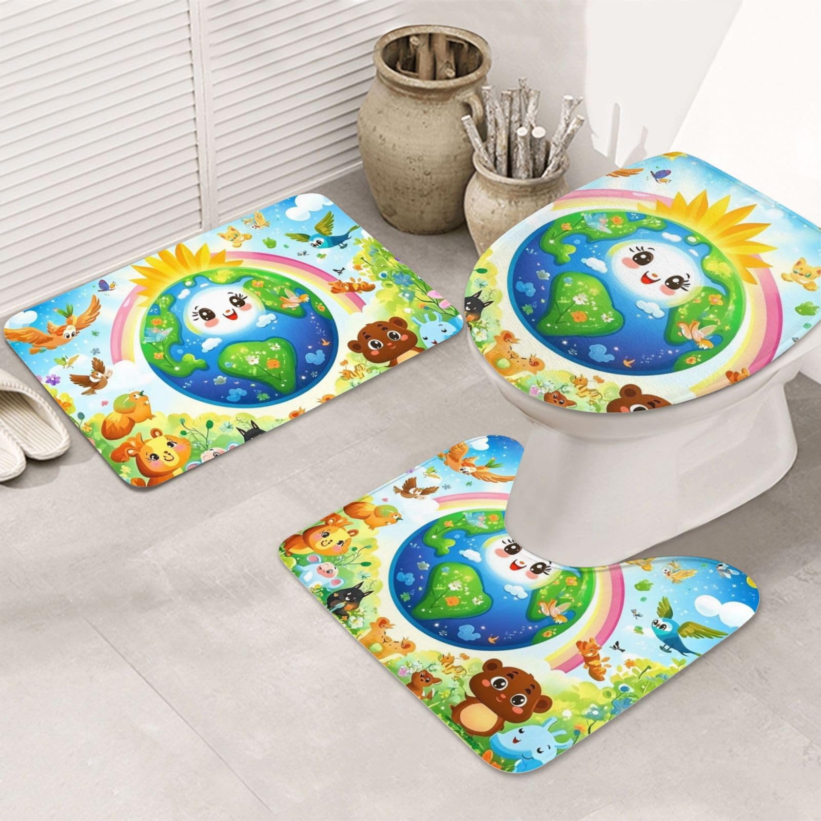 Alfombrilla de baño Earth Smile antideslizante para salida de ducha y confort diario