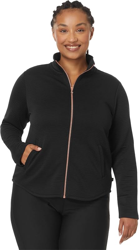 campera con dobladillo redondo otomano The Go Walk para mujer Skechers - Ajuste cómodo | Informal, poliéster reciclado, otomano de punto suave, cuello simulado con cremallera completa, ajuste clásico