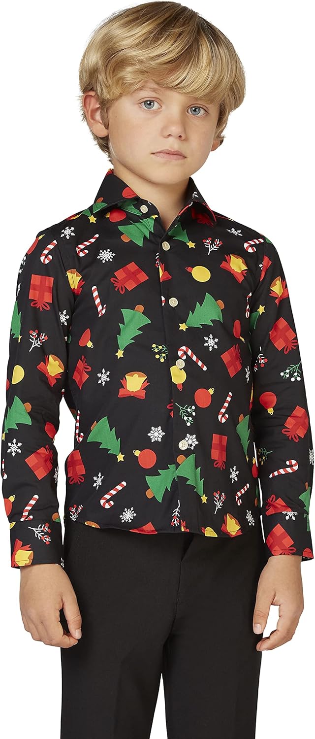 Opposuits Boys Christmas Button Up Shirts with Long Sleeves: Clothing, Shoes & Jewelry