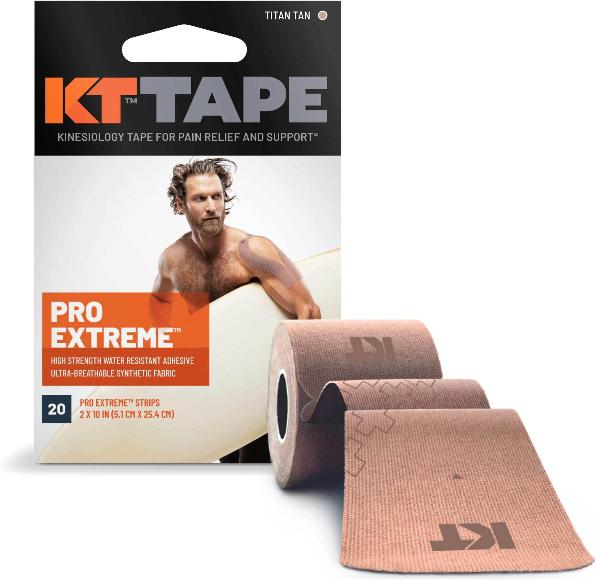 KT Tape 10000749 Pro Extreme Therapeutic Elastic Kinesiology Tape, Titanium, 10"