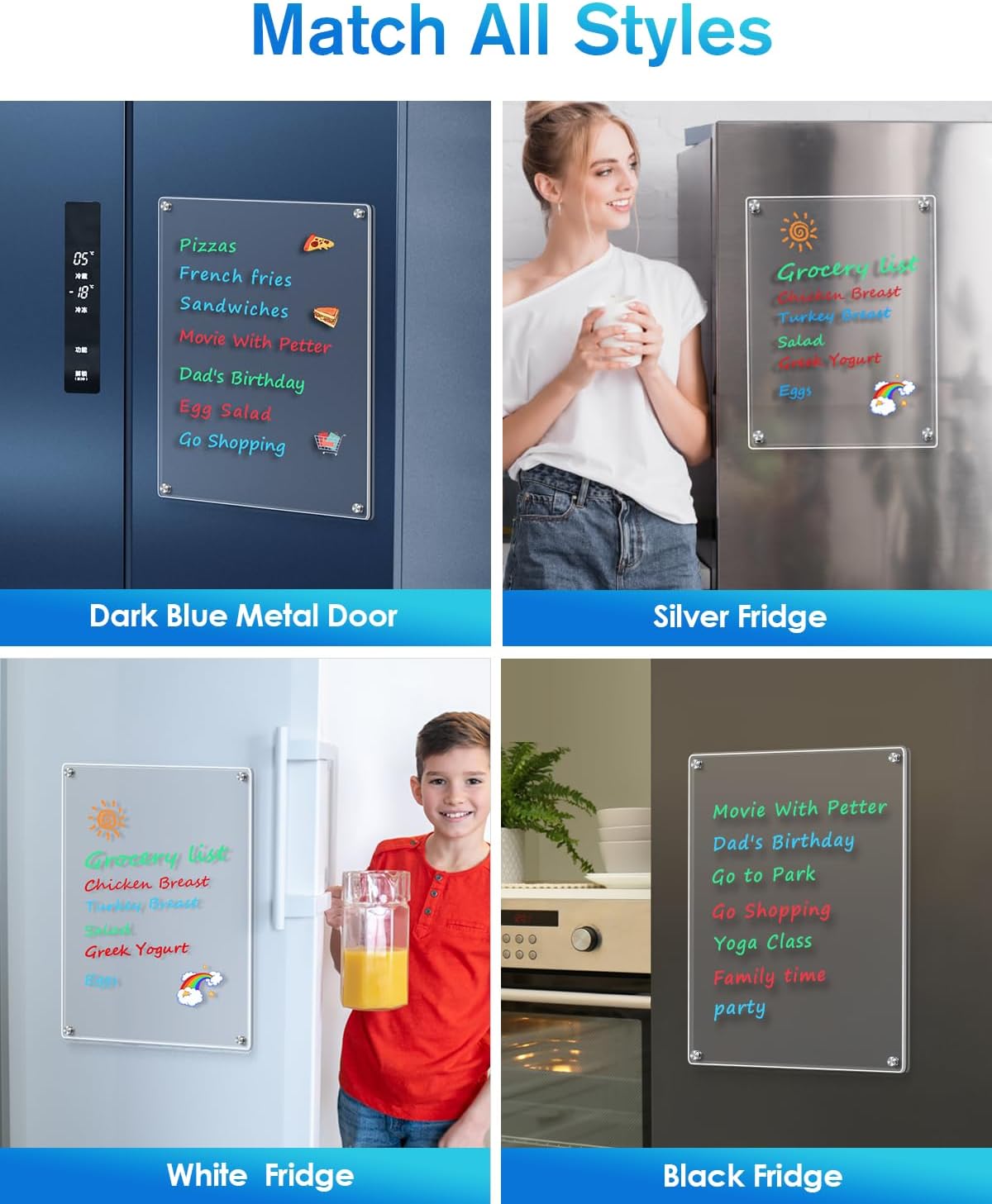MaxGear Small Magnetic Dry Erase Board Sheet for Refrigerator, 12x8 Fridge Whiteboard for Kitchen and 12x8 Acrylic Clear Whiteboard image 5