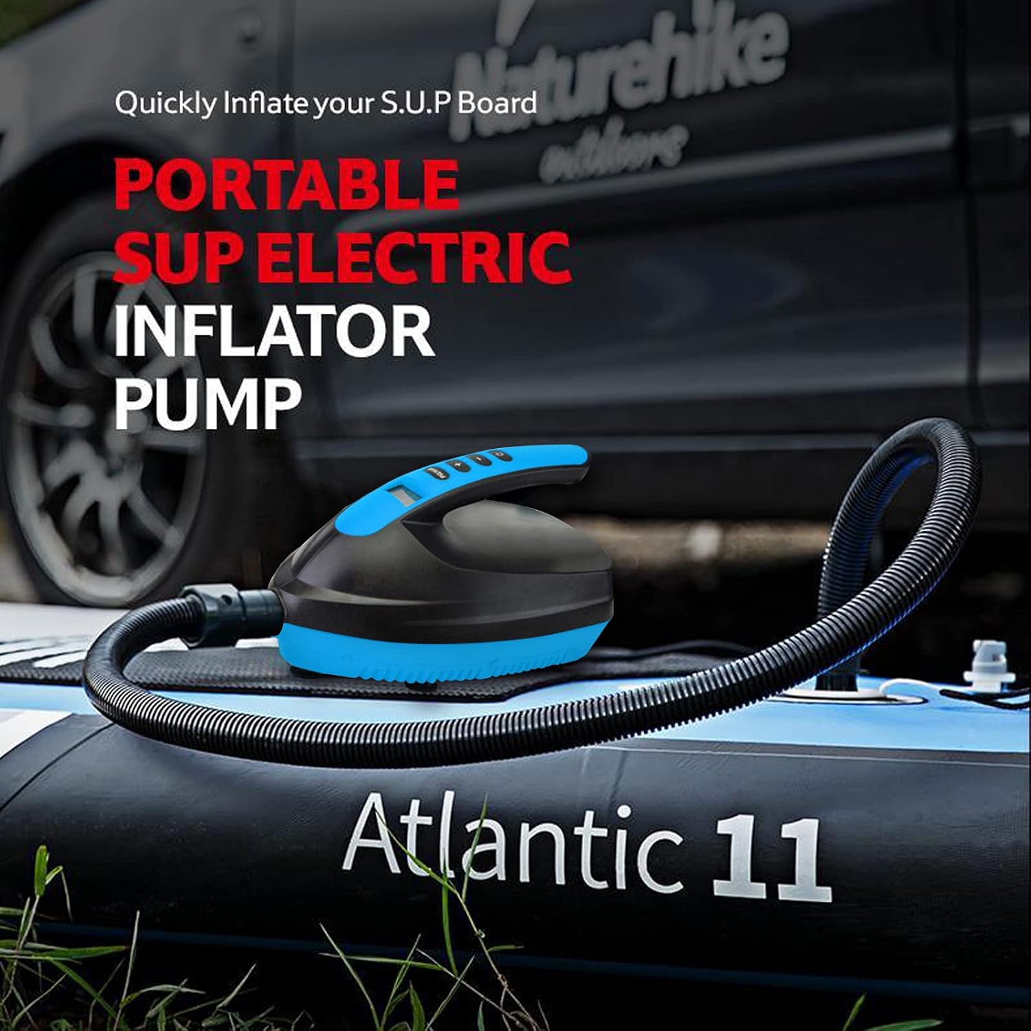 SUP Electric Air Pump, Portable LCD Digital 16PSI Electric Pump, 110W 12 Volt, Built in Temperature Sensor and Voltage Meter for Water Sport Inflatable SUP Stand Up Paddle Board : Sports & Outdoors