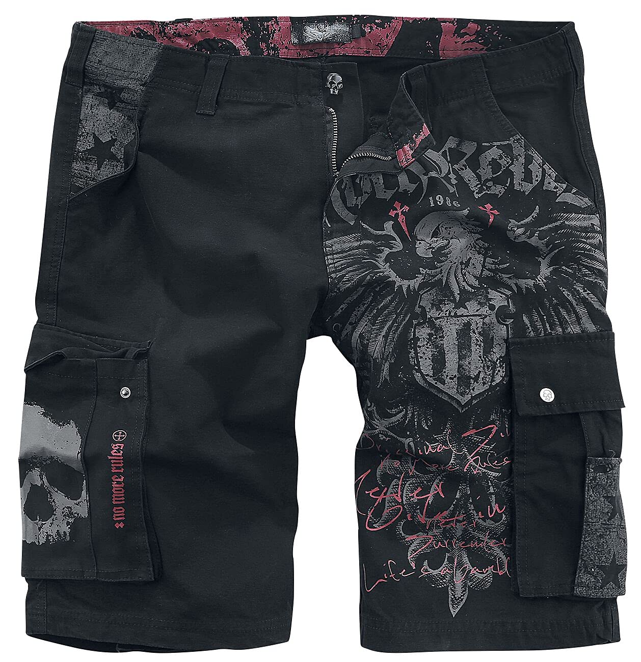 Rock Rebel by EMP Herren Schwarze Shorts mit rockigem Print