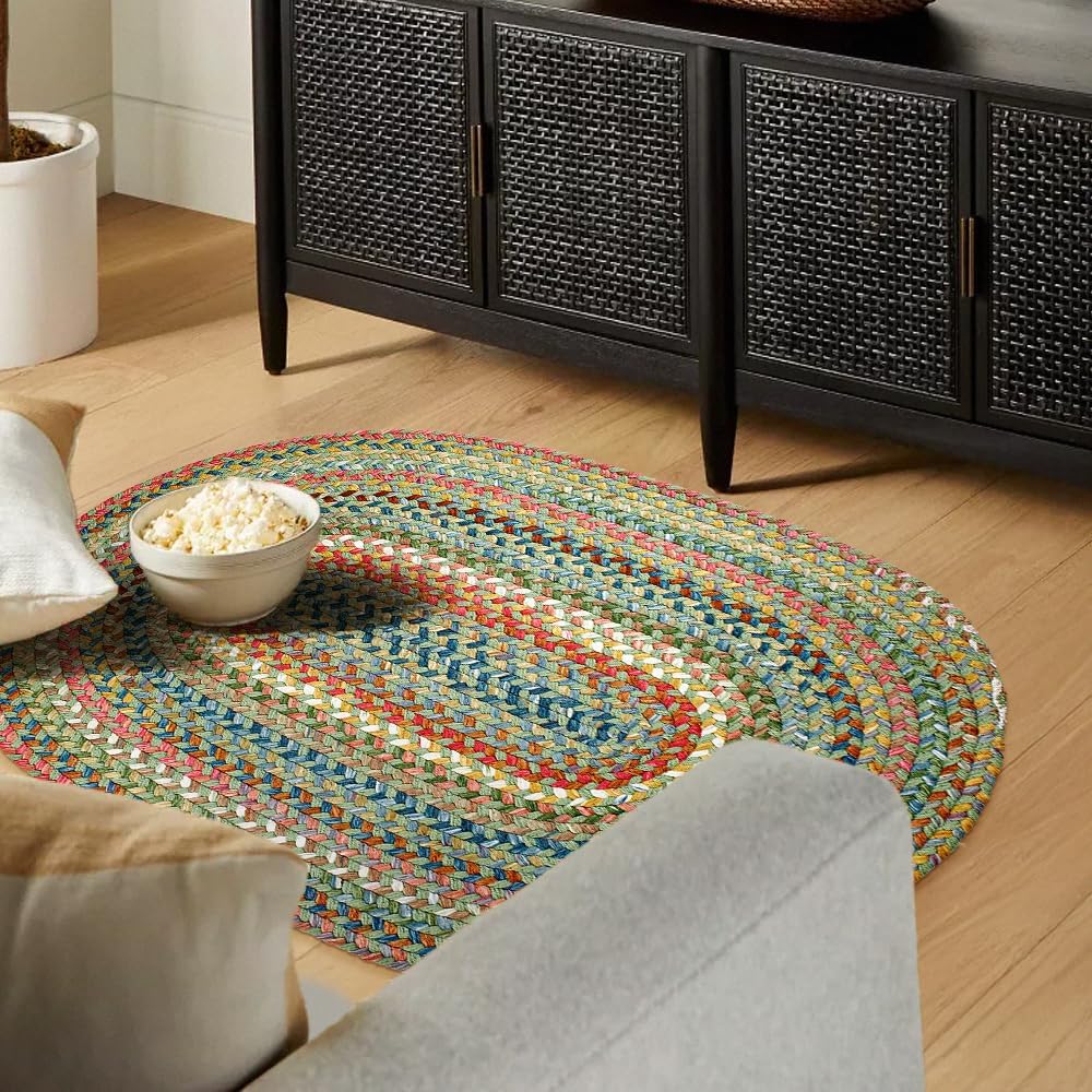 Calm Water CW65 Peridot 4' x 6' Oval - Braided Area Rug, Home Decor, Floor Mat or Bedroom Rug - Easy Care, Ideal for High Traffic Areas in Hallway and Living Room - Made in USA