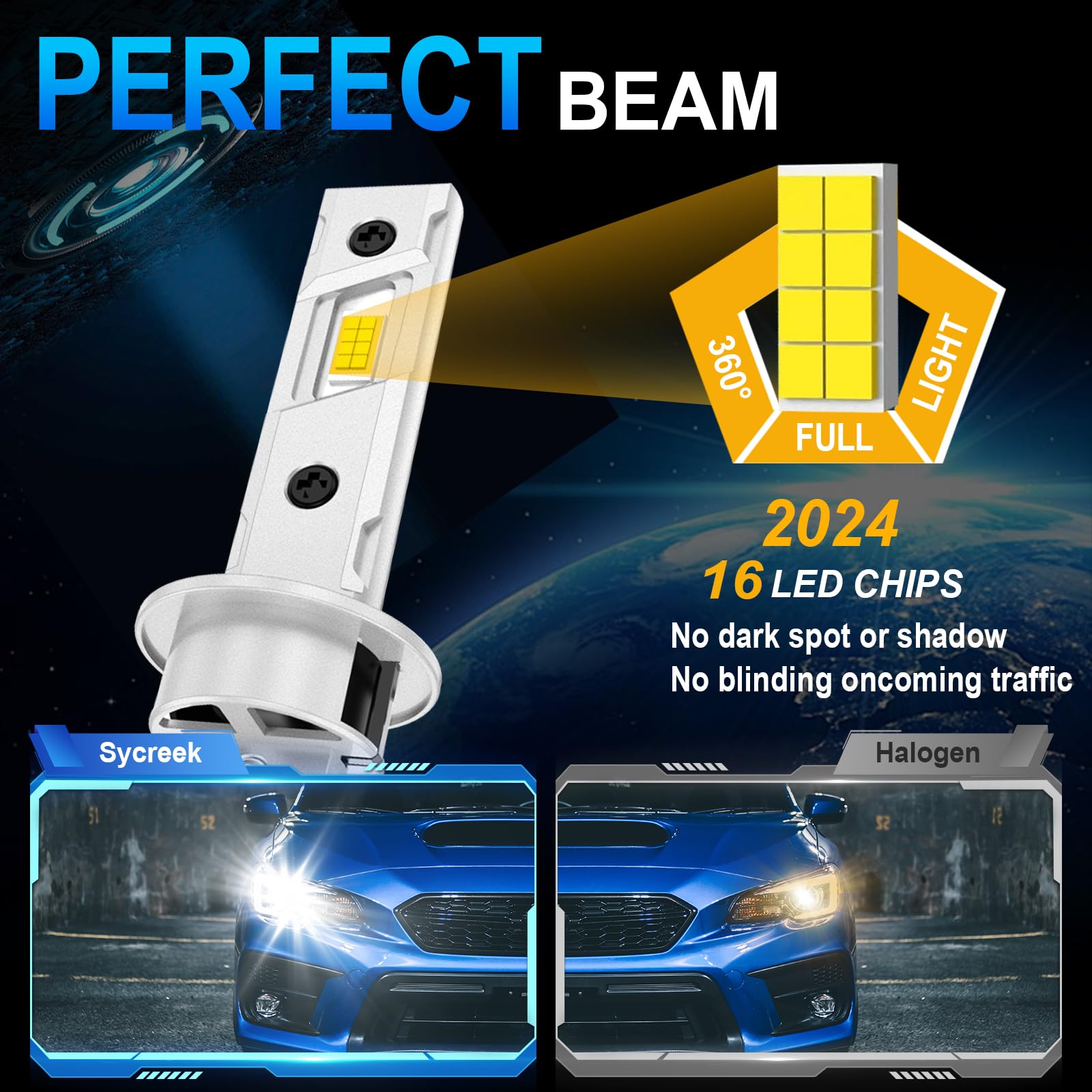 Lampadina H7 LED 120W 32000LM - 6000K Bianco Per Auto, 18 LED CSP, Compatibile 9-24V - Foto 3