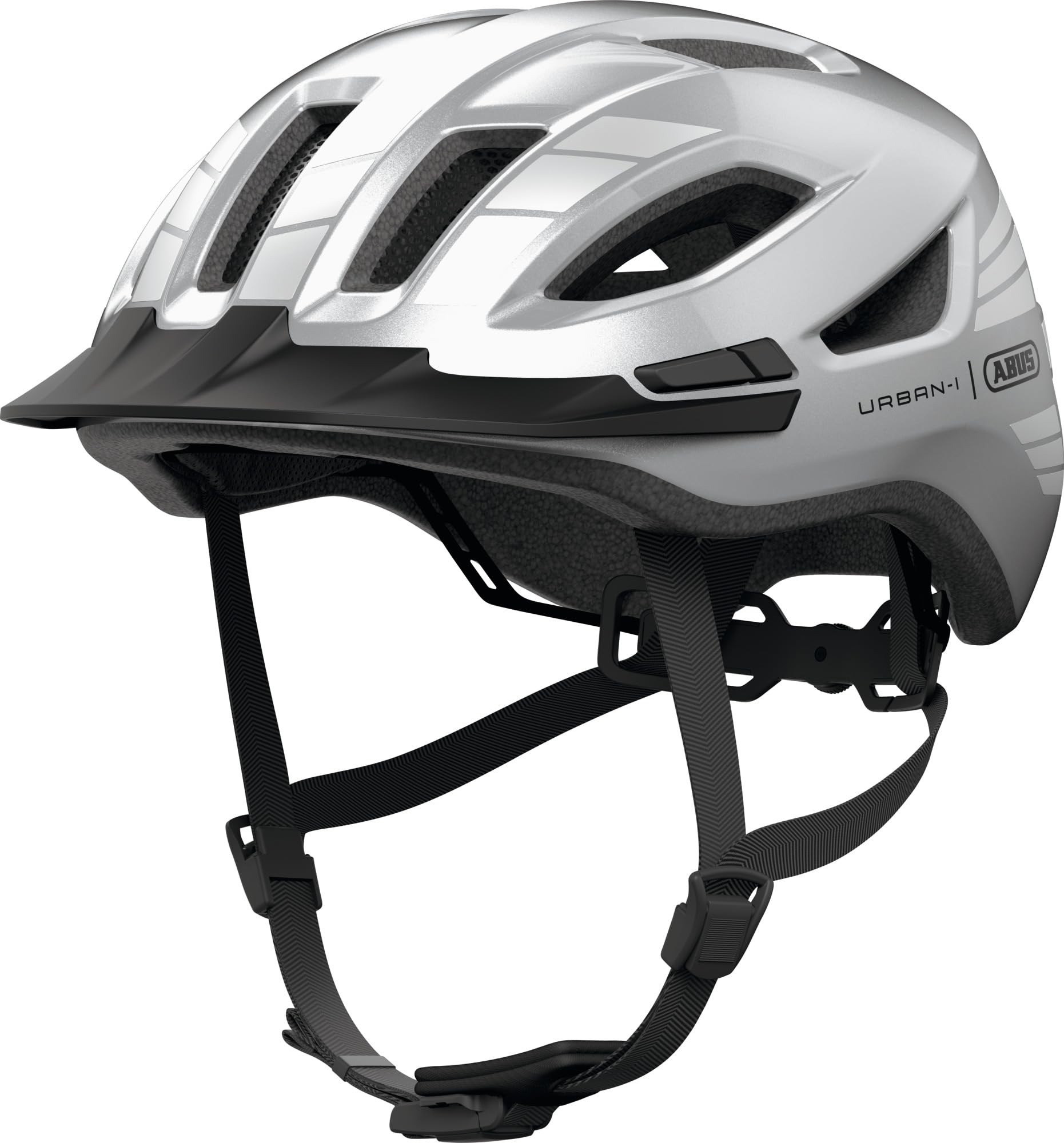 ABUS Stadthelm Urban-I 4.0 LR, rozmiar L, srebrny | Light Ready do montażu tylnego światła, Zoom Spin System, siatka przeciw owadom, zapięcie Fidlock, EN 1078, Unisex