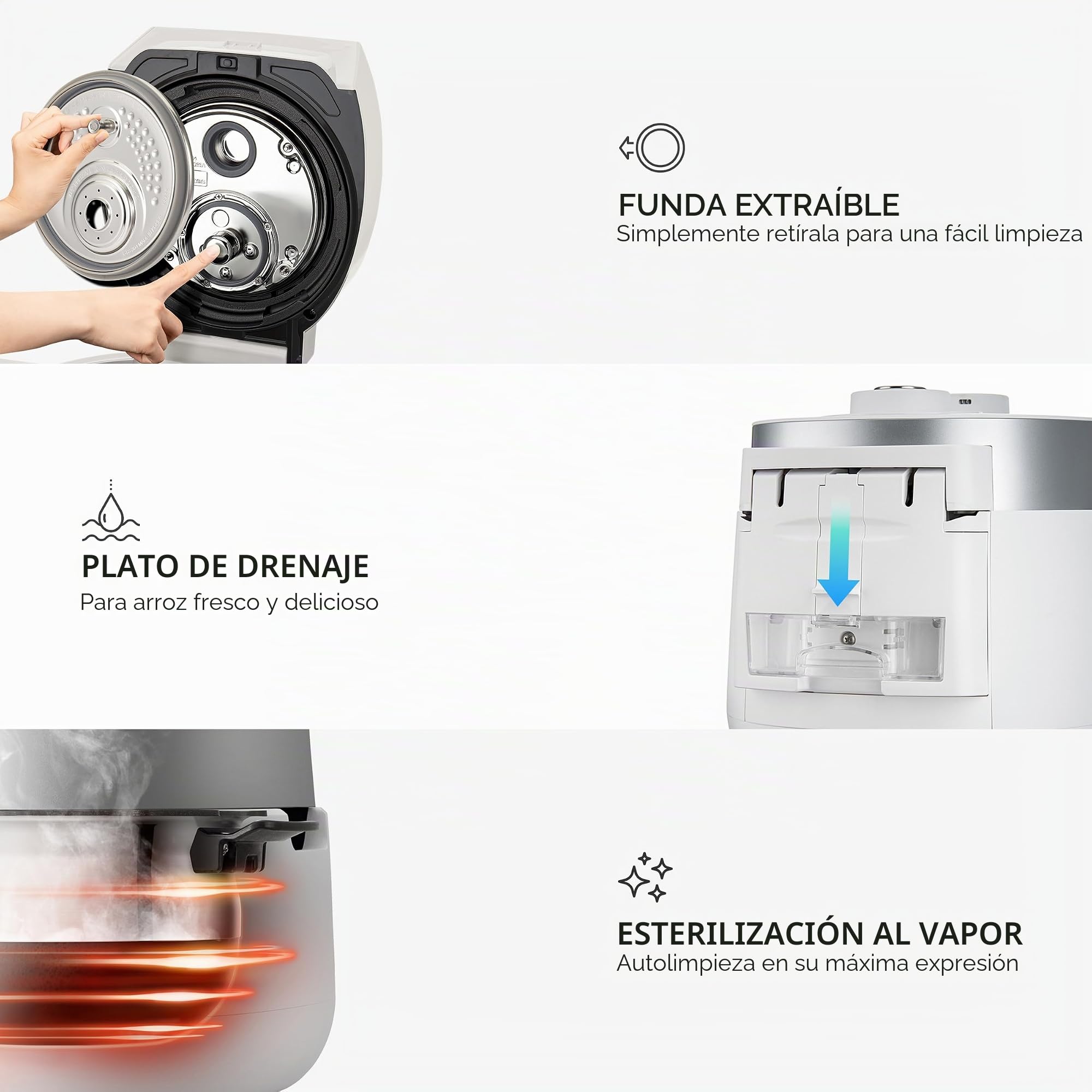 CUCKOO Arrocera y vaporizador con 16 programas, inducción, modo sin presión, función de cocción abierta, temporizador, olla interior de acero inoxidable antiadherente (hasta 10 personas), función de