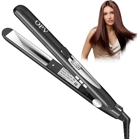 Amazon.com: Plancha de pelo plana con turmalina de cerámica iónica, 2 en 1,  alisa y riza todo tipo de cabello con temperatura de control, placas de  titanio de 1 pulgada, doble voltaje,