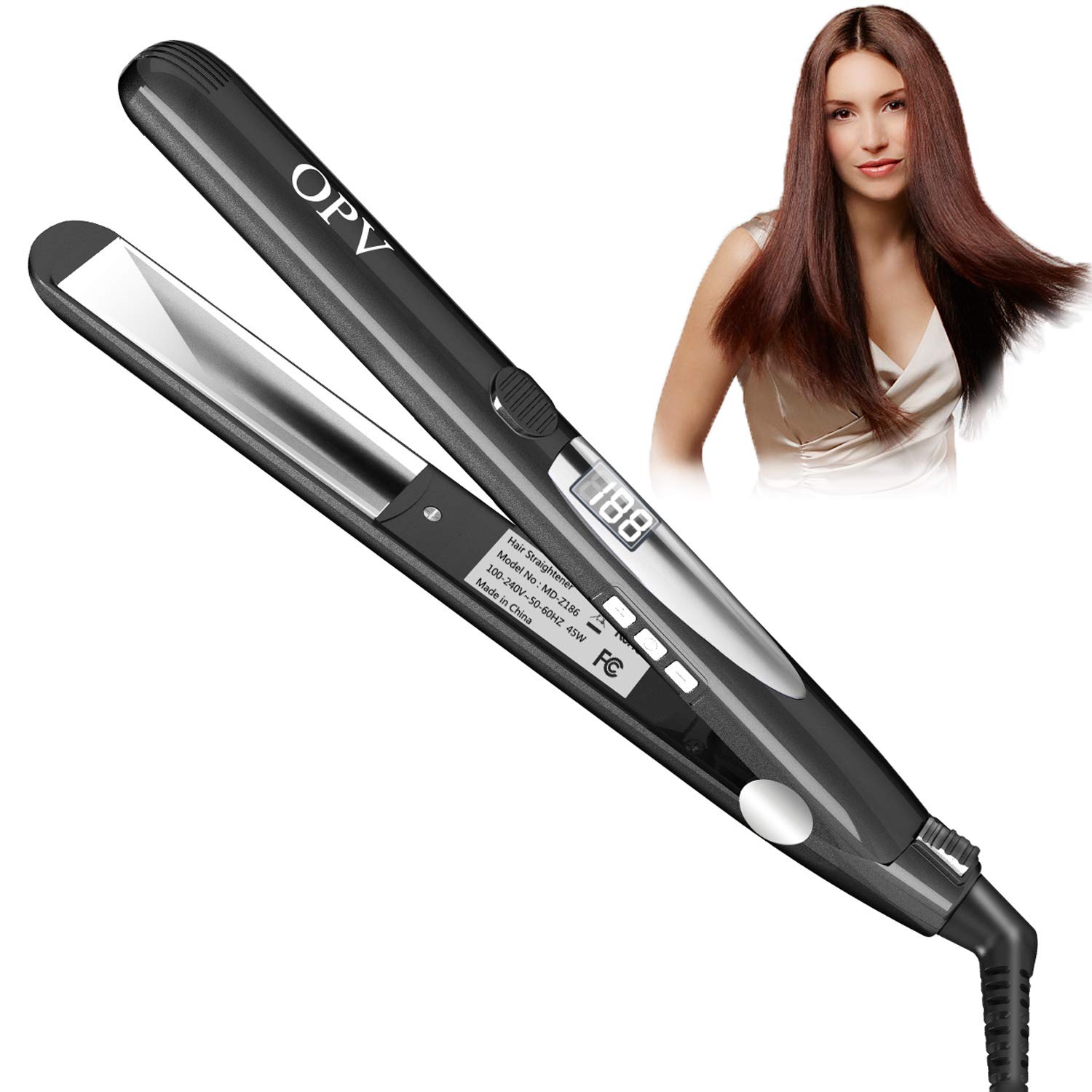Amazon.com: Plancha de pelo plana con turmalina de cerámica iónica, 2 en 1,  alisa y riza todo tipo de cabello con temperatura de control, placas de  titanio de 1 pulgada, doble voltaje,