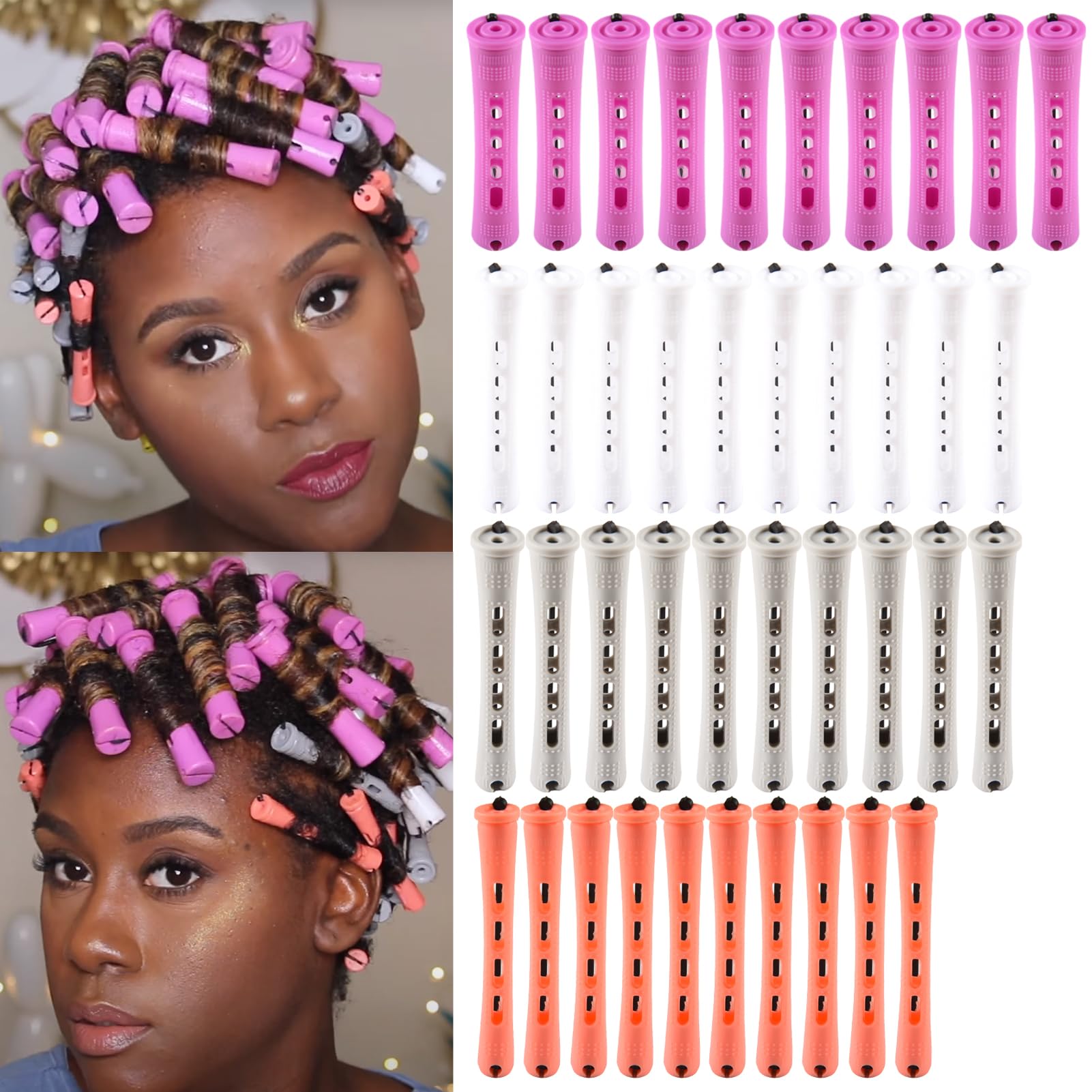 40Pcs Small Perm Rods for Short Hair Permanent Wave Curling Rods 4 Sizes Plastic Cold Wave Rods Hair Rollers for Short Medium Straight Curly Hair