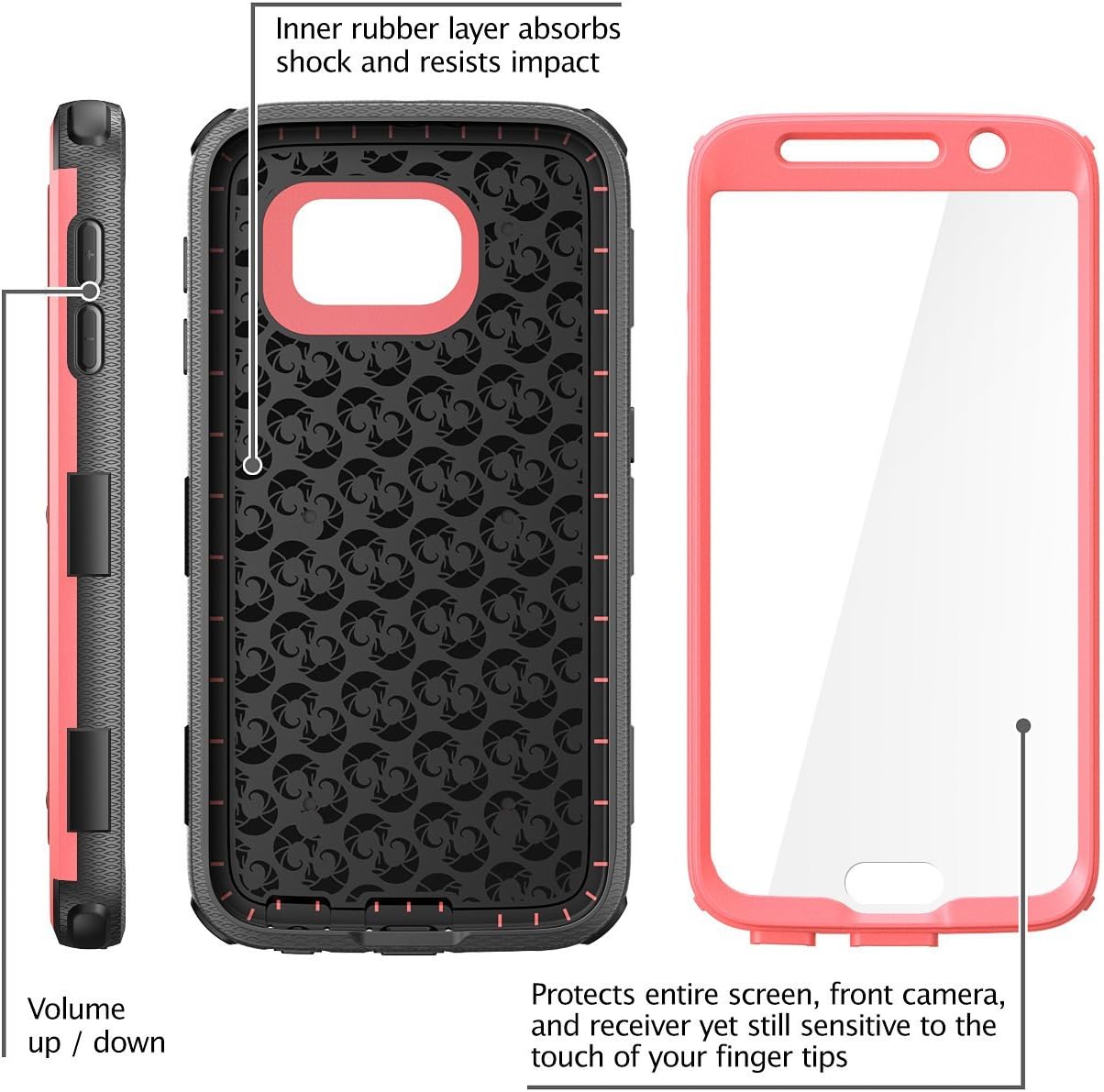 Galaxy S6 Case, Armorbox i-Blason built in Screen Protector Full body Heavy Duty Protection Shock Reduction Bumper Corner for Samsung Galaxy S6 (Pink)
