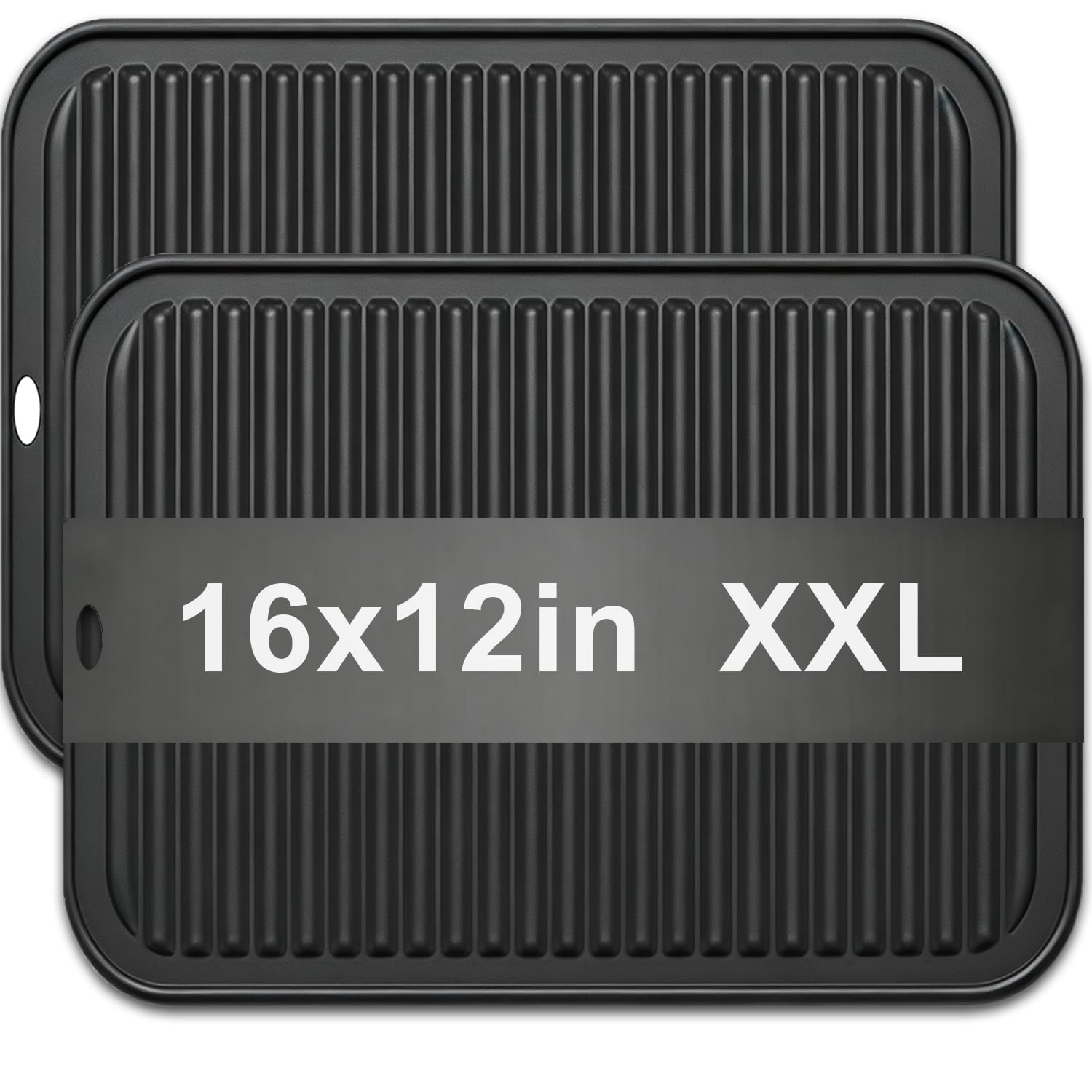 Extra Large Silicone Trivets for Hot Pots and Pans 16x12 Inch, Heat Resistant Hot Pads for Countertops, Hot Dishes, Pot Holders for Kitchen, 2 Pieces, Black