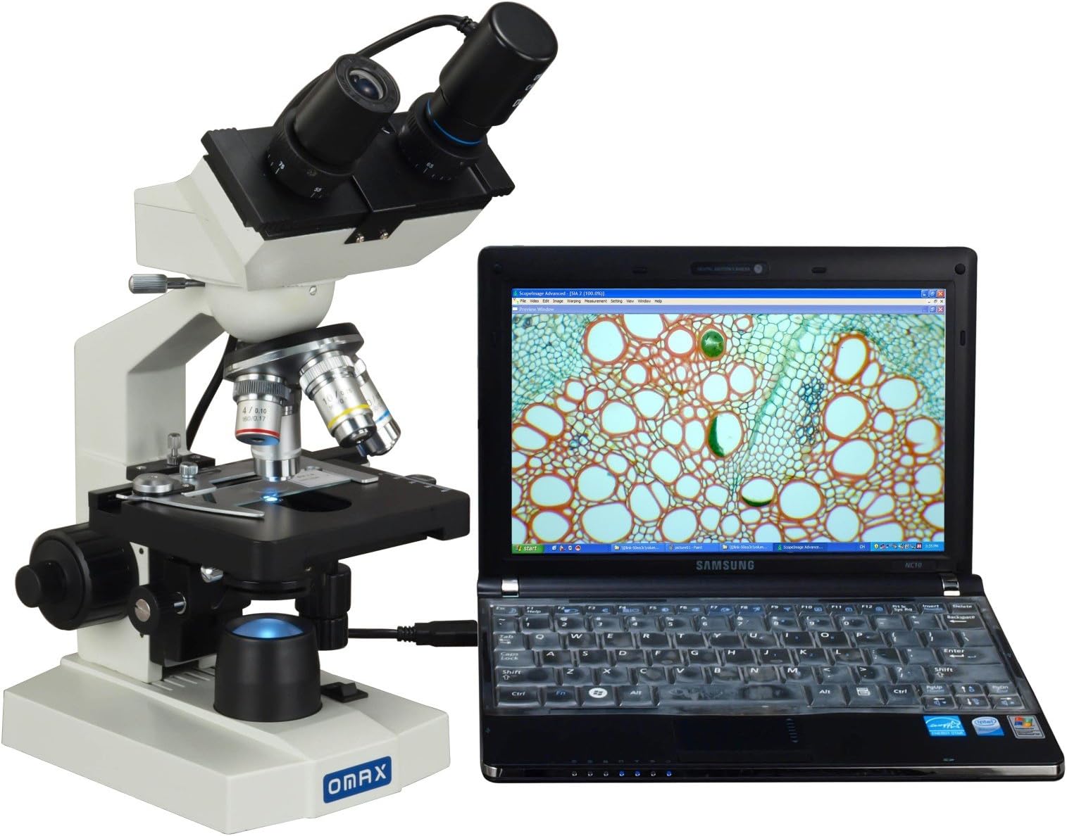 OMAX - XM82ESC02 40X-2000X Digital Lab LED Binocular Compound Microscope with Double Layer Mechanical Stage and USB Digital Camera