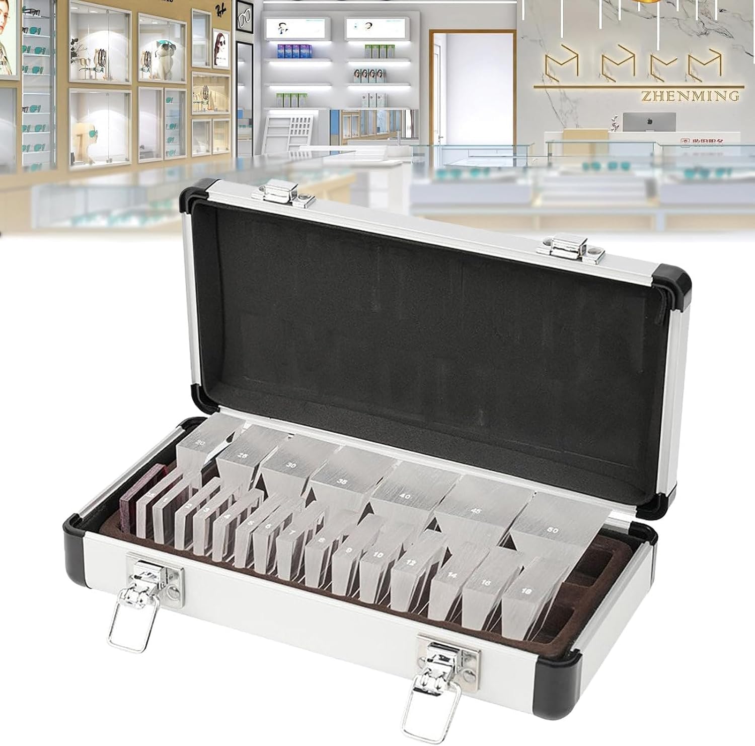 Optical Ophthalmic Prism Set, Ophthalmic Prism Kit with 22 Pcs Lens & Aluminum Box, Science Classroom Optics Kits