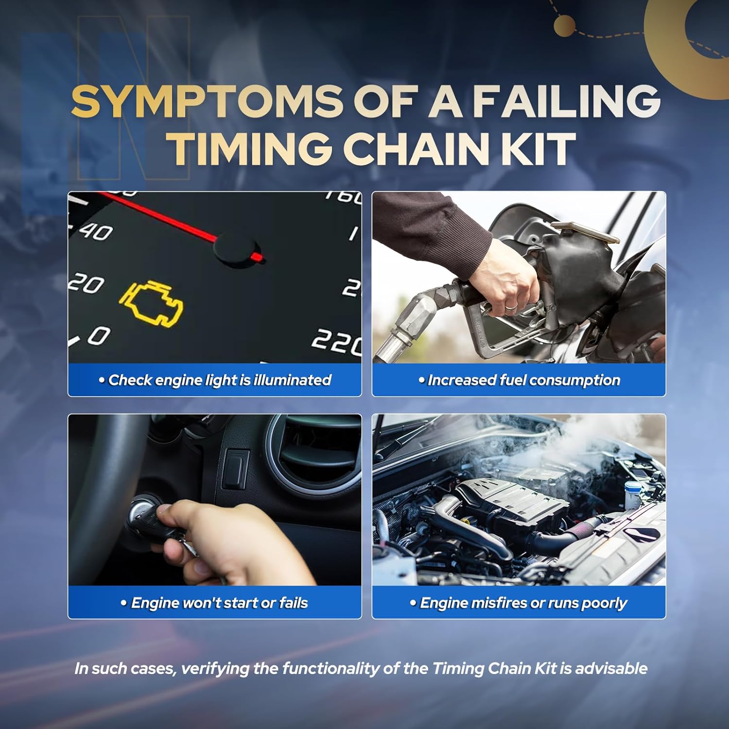 ENA Timing Chain Kit Compatible with Nissan Altima Sentra X-Trail 2.5L L4 2002 2003 2004 2005 2006 Replacement for DDM-NS2500 TK638 QR25DE