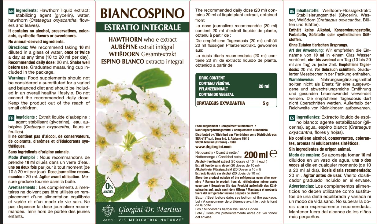 Dr. Giorgini Weißdorn Gesamtextrakt (Crataegus oxyacantha) – 200 ml