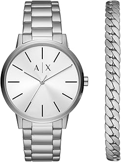 A|X Armani Exchange Men's Watch with Three-Hand Analog Display and Stainless Steel or Leather Band, Watch for Men
