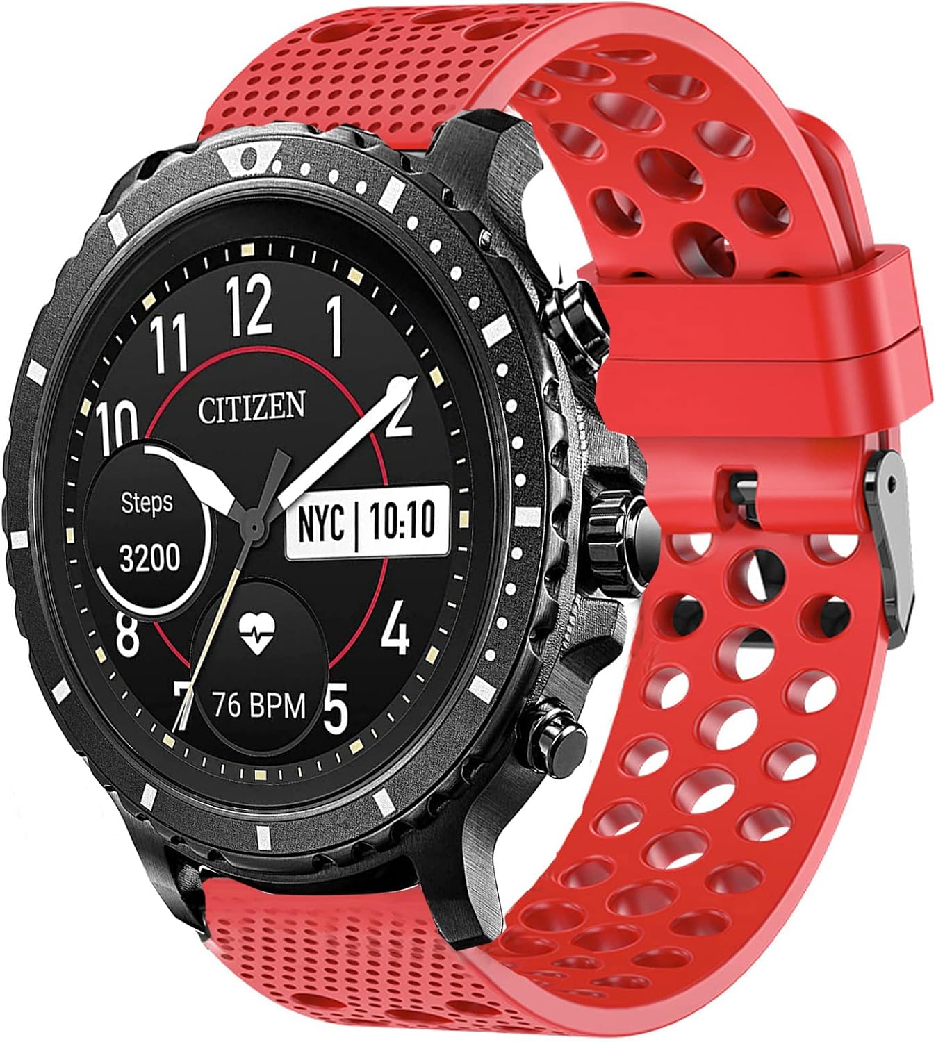 Lamshaw Compatible with Citizen CZ Bands, Silicone Replacement Wristbands Sport Strap with Metal BuckleCompatible for Citizen CZ Smartwatch image 5