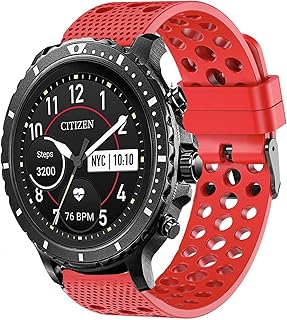 Compatible with Citizen CZ Bands, Lamshaw Silicone Replacement Wristbands Sport Strap with Metal BuckleCompatible for Citizen CZ/Citizen Gen 2 CZ Smart 41mm / 44mm Smartwatch 2023 (Red)