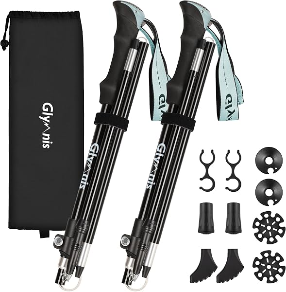 Glymnis Bastones de Senderismo Plegables 2pcs