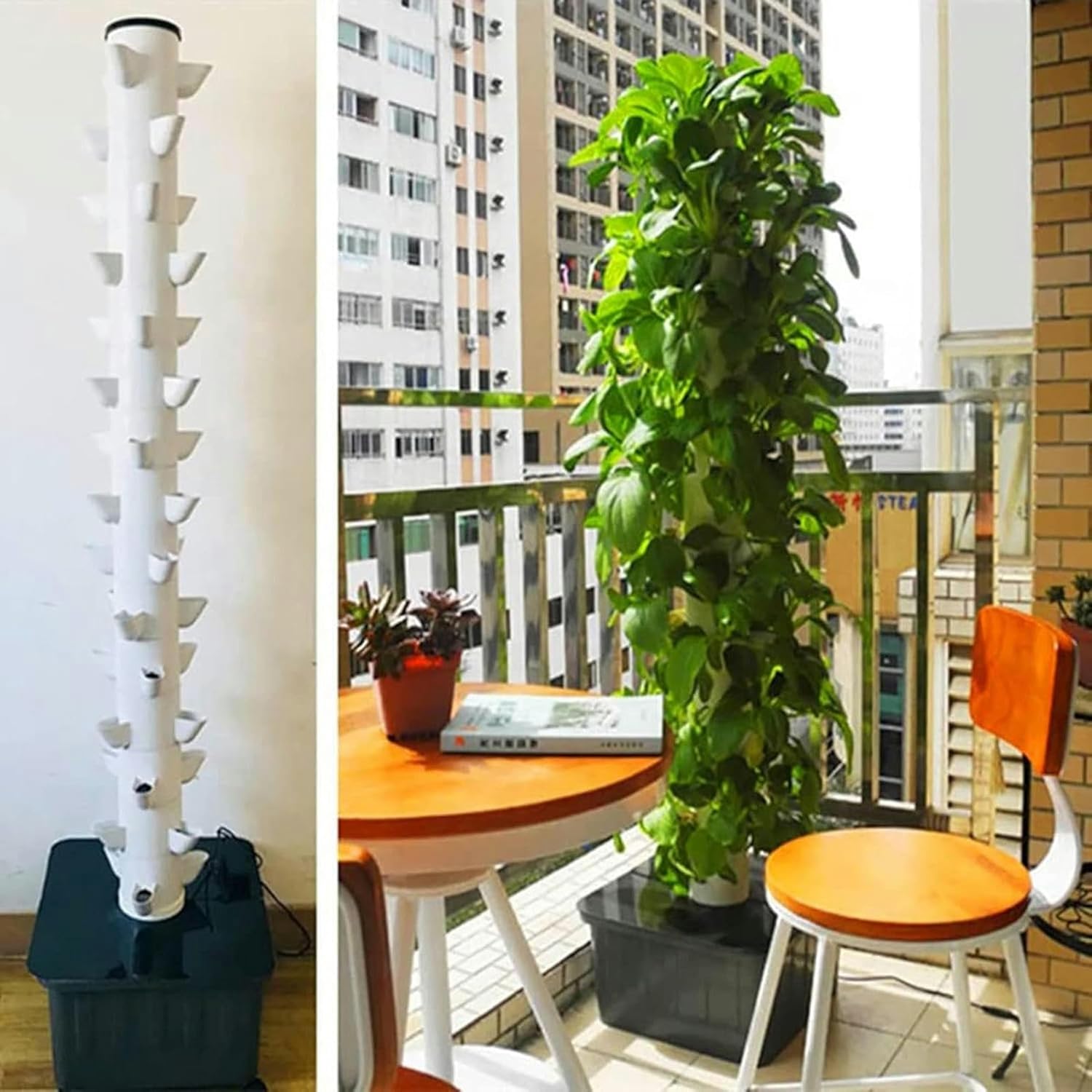 Hydroponic Tower, of 45 Capsules Garden Hydroponic Culture, Airplane -Tower Airplane Crop Kit and Mobile Water Tank, for Gardening in COC, 15 Capas