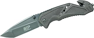Smith & Wesson M&P SWMP11G 8.9in High Carbon S.S. Folding Knife with 3.8in Tanto Point Blade and Aluminum Handle for Outdoor, Tactical, Survival and EDC