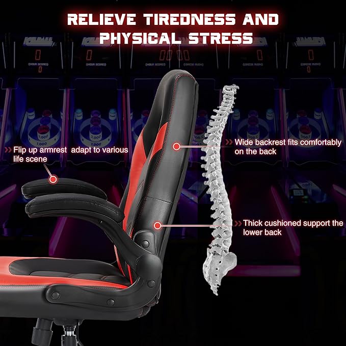 Silla Gamer Ergonómica con Apoyabrazos Abatibles y Soporte L miniatura 5