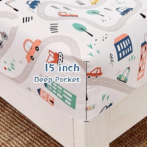 Miniatura 4 de JSD Juego de sábanas impresas para niños, tamaño matrimonial, 4 piezas, sábanas de microfibra suave, bolsillo profundo