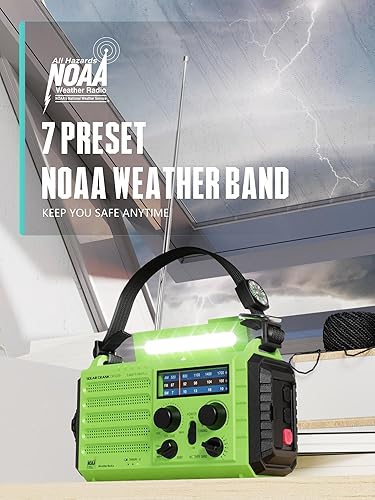 Miniatura 4 de ROCAM CR1009 Radio de emergencia con manivela y radio meteorológica 1009 Pro con pantalla LCD grande