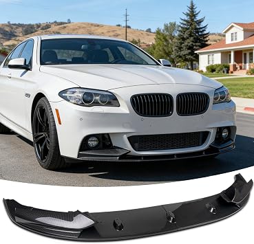 Front Lip Spoiler for BMW F10 M Sport 2011-2016 Accessories | for 528i, 535i, 535d, 550i, F10, M Sport Model Only, Nice Clean Look Mods, 3PC Bumper Splitter Kit, Carbon Fiber Style