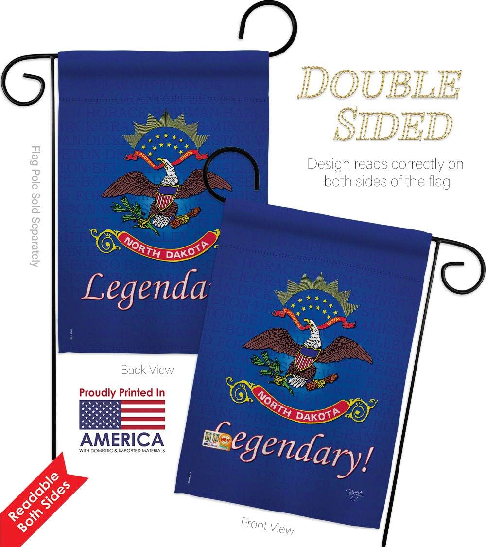 North Dakota Garden Flag Set Wall Holder Americana States USA American Territories Republic Country Particular Area Small Decorative Gift Yard House Banner Double-Sided Made In 13 X 18.5