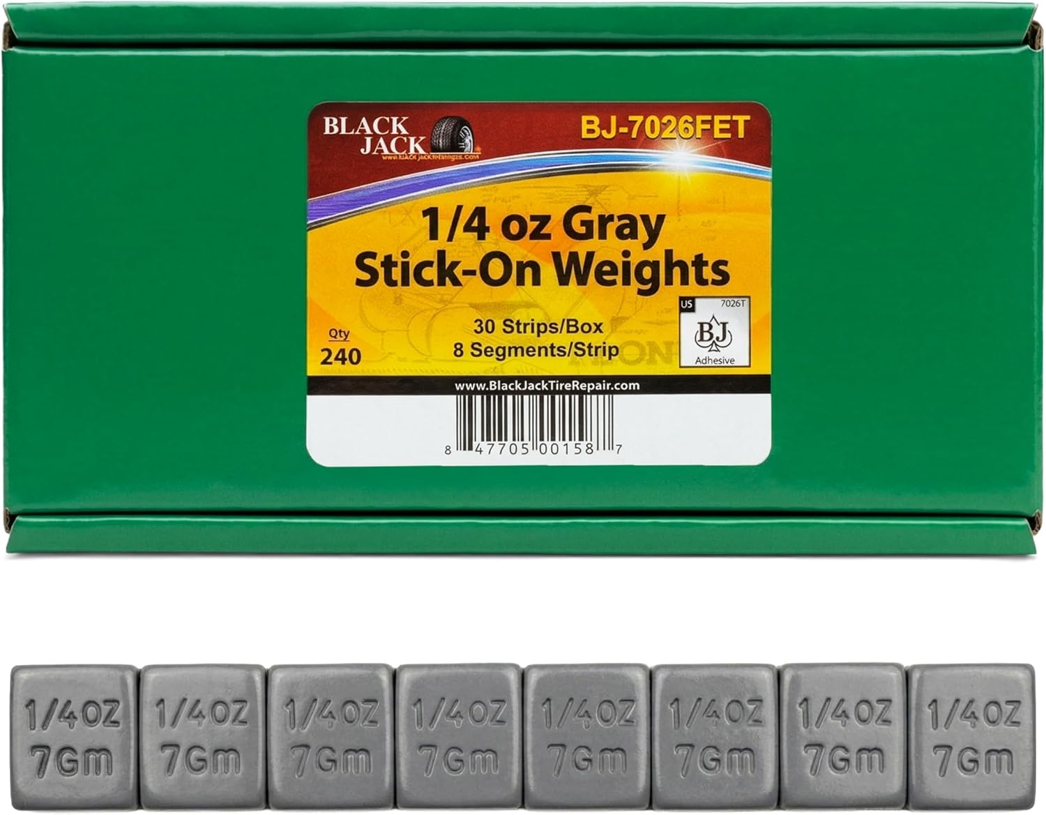 Blackjack Stick-on Weights on White USA Tape (1/4 OZ Gray)
