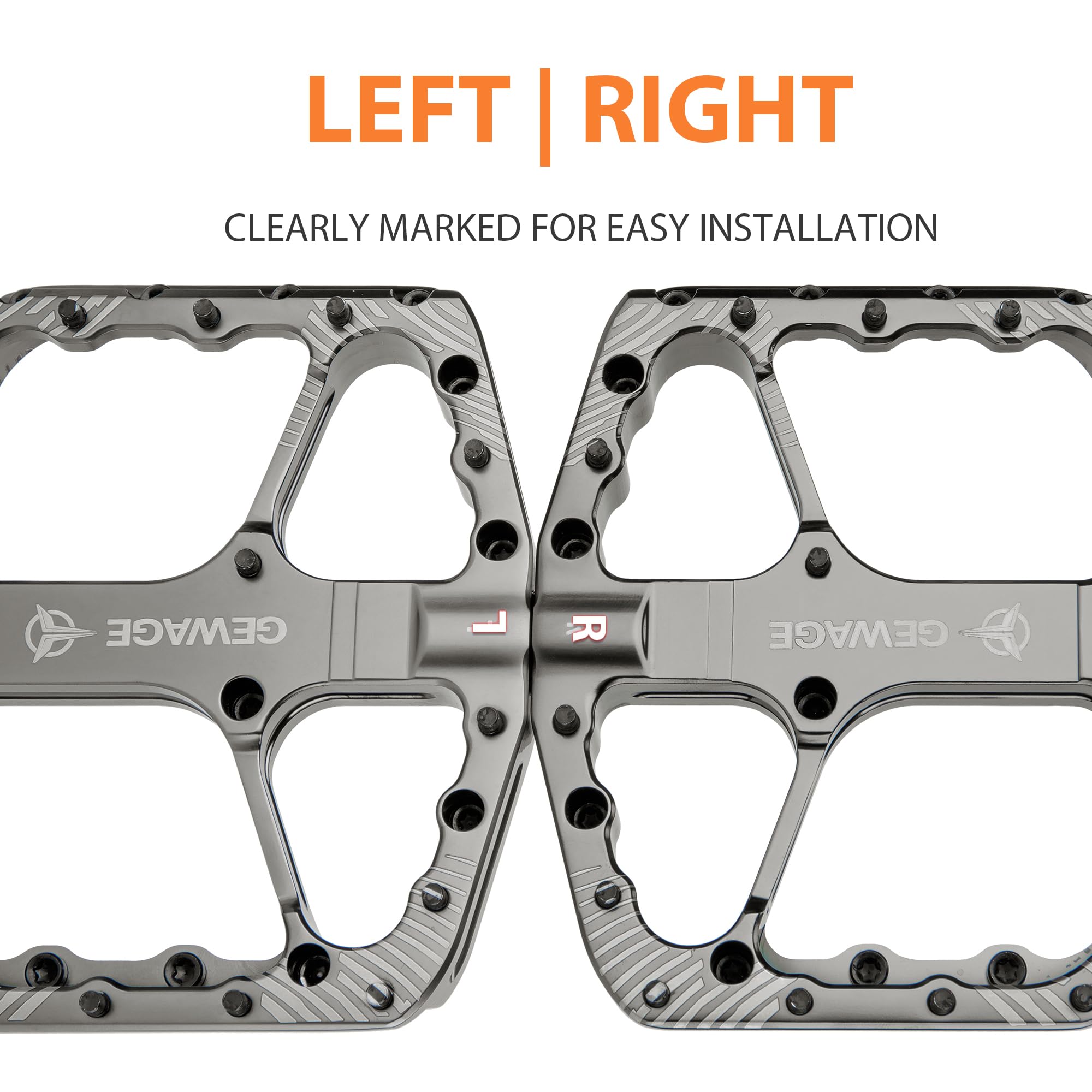 GEWAGE Pedały Rowerowe MTB CNC z Aluminium, Oś ze Stali Chromowanej, Łożyska Kulowe i Uszczelnienie, Antypoślizgowe Piny, 9/16", do MTB, Gravel, Trekking, Trail i Downhill