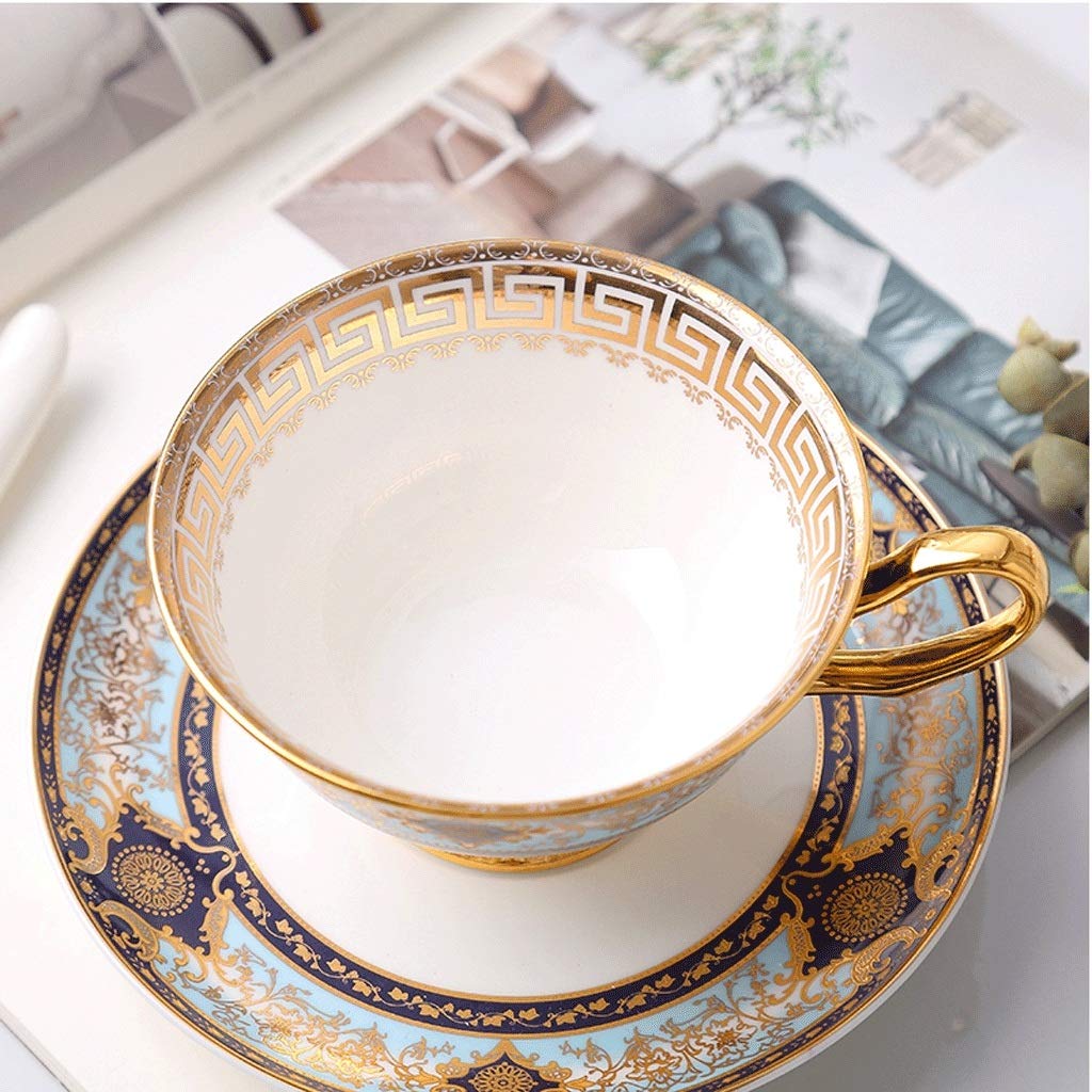 Set di tazze da tè in porcellana Bone China, tazza da caffè europea di fascia alta per colazione, tazza da tè pomeridiana inglese di lusso da 210 ml con design squisito per la casa