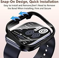 Vista 6 de EWUONU Paquete de 2 fundas compatibles con Amazfit Bip 6, protector de pantalla de vidrio templado con cubierta de policarbonato duro, a prueba