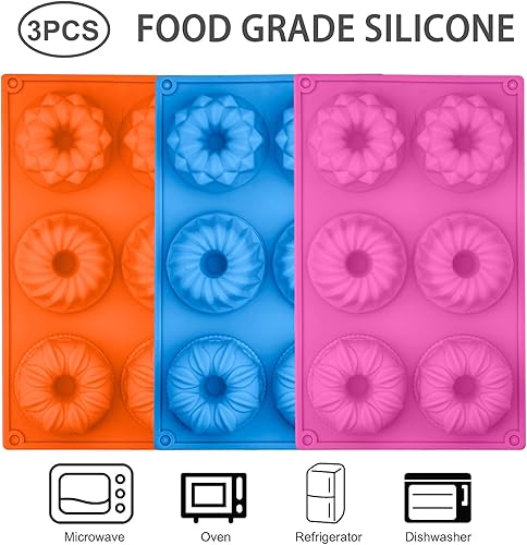 Miniatura 16 de Mini moldes de silicona para tartas, molde para pasteles de tubo acanalado de 6 cavidades, molde de silicona antiadherente para hornear cupcakes