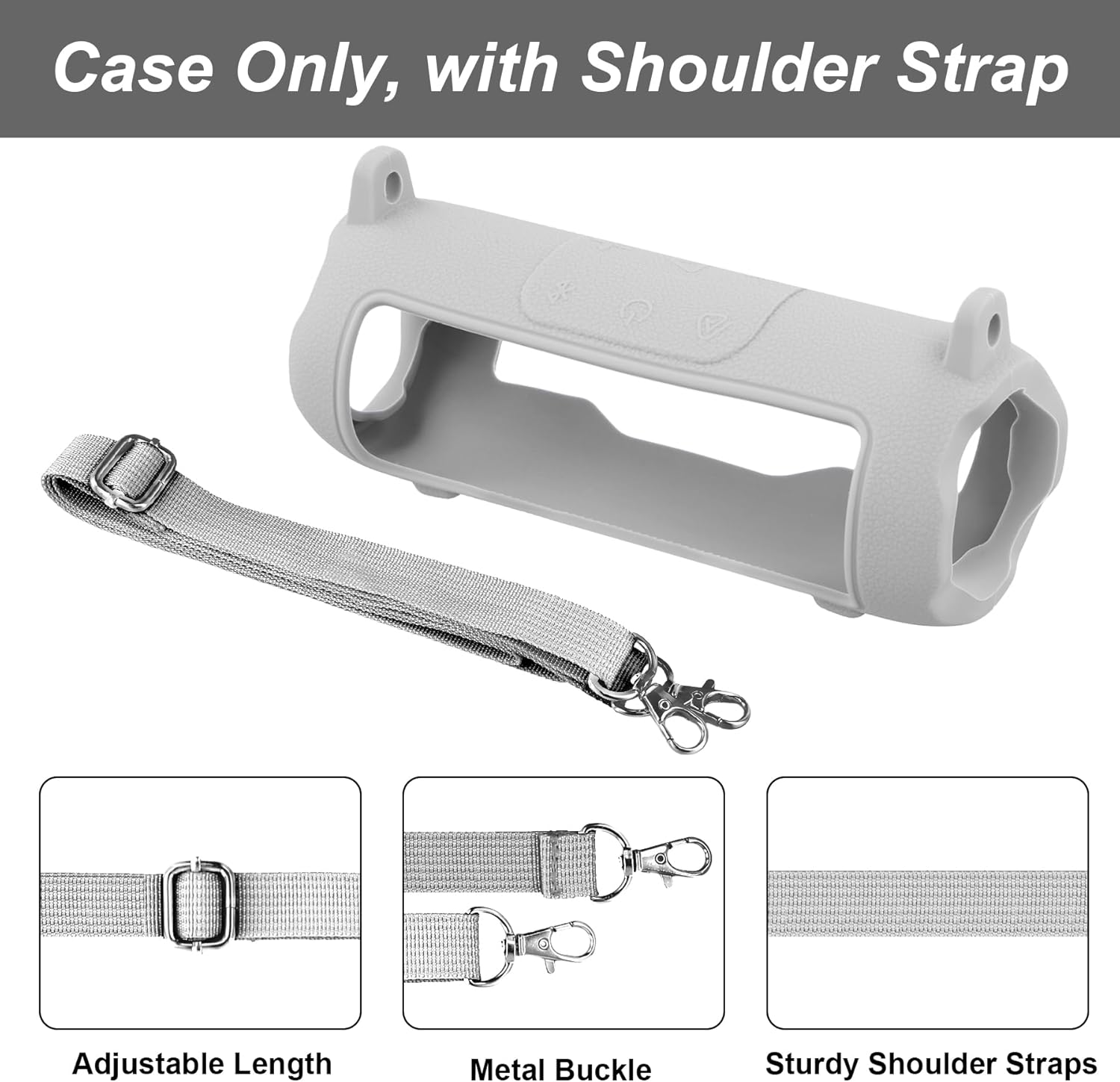 khanka for JBL Flip 7 Waterproof Portable Bluetooth Speaker Silicone Case,Soft Protective Sleeve Cover with Shoulder Strap for JBL Flip 7 Speaker (White) - Image 2