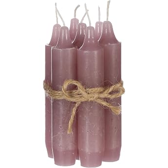 Comforder Candle Set 7 Pieces 11 cm Taper Candles Mauve Table Candles Plain 4+ Hours Burning Time