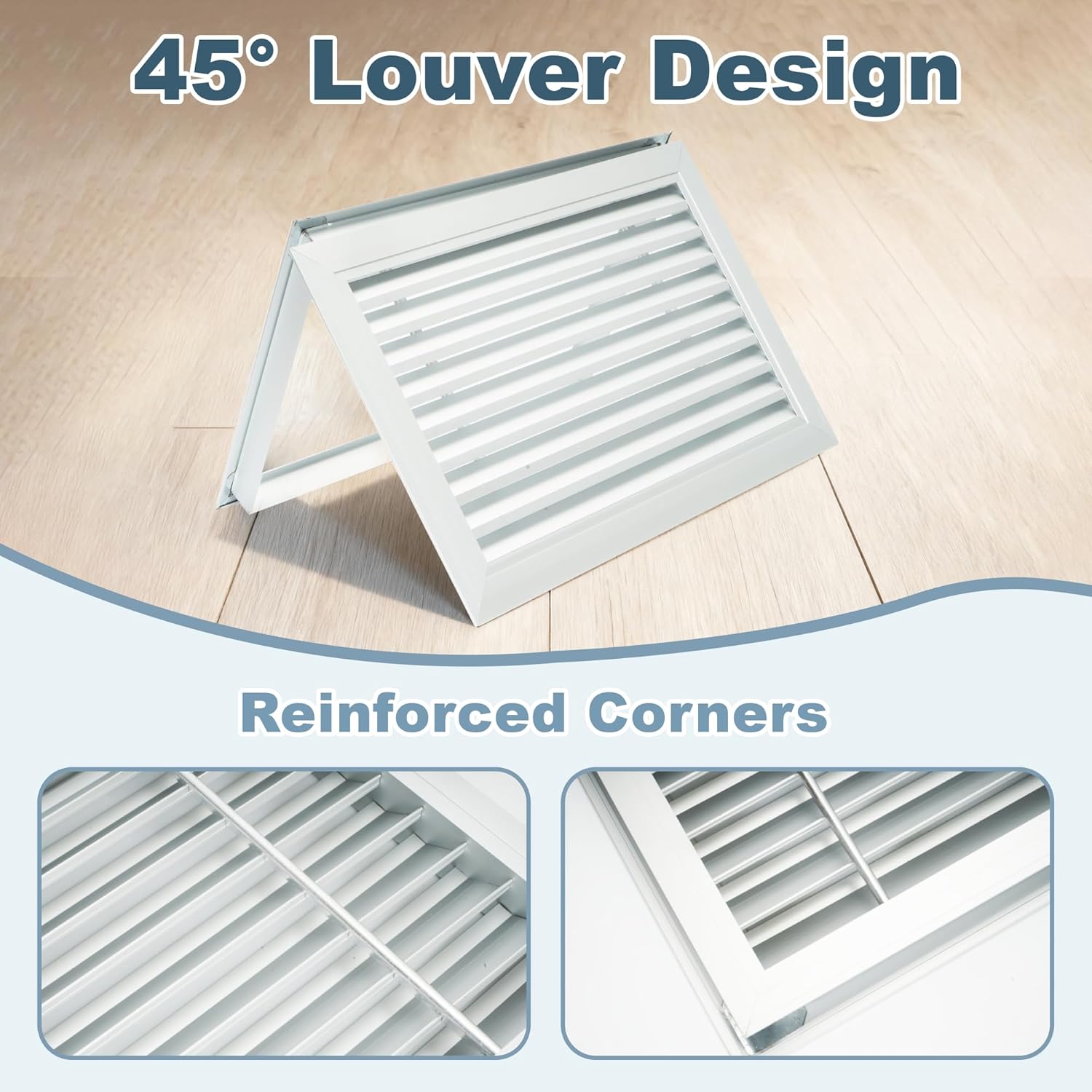 Door Air Vent Cover 20'' x 12'' Aluminum Alloy Door Vents for Interior Doors Two Sided Louver Vent Grille for Garage Cabinet Wardrobe Wall Attic Shed Door